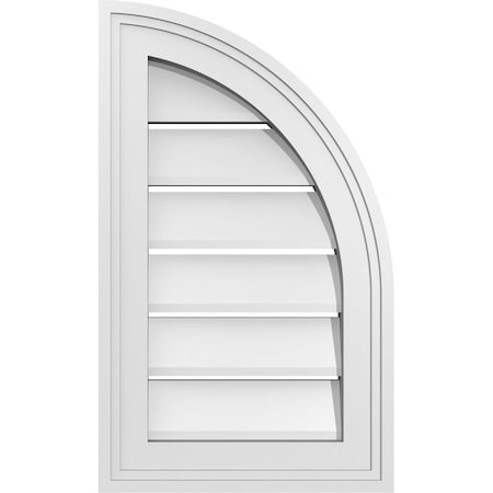 Ekena Millwork Quarter Round Top Right Surface Mount PVC Gable Vent w/ 2"W x 2"P Brickmould Sill Frame, 12"W x 20"H GVPQR12X2003SF